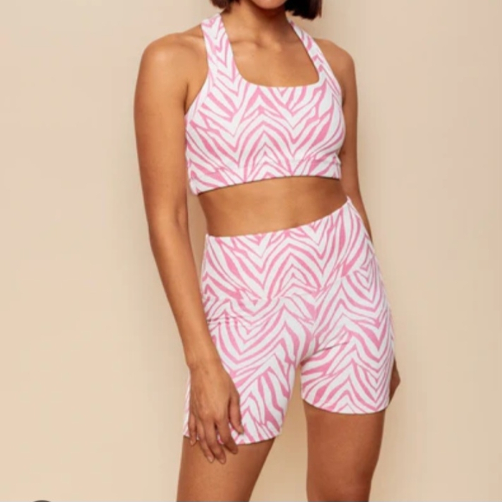 Cotton On Pink and White Zebra Print Sports Set